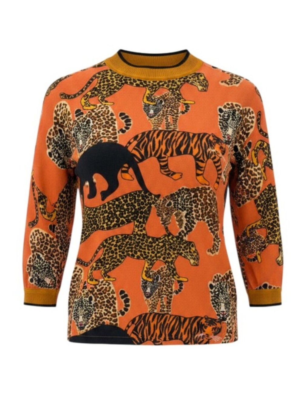 Conditions Apply Anthropologie Orange Wild Animal Tiger Leopard Print Top Small
